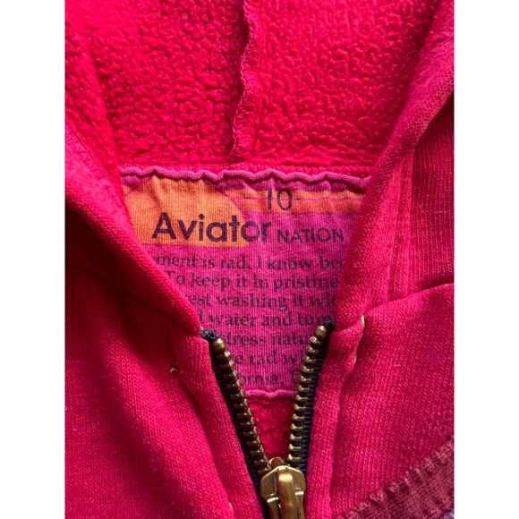 Aviator Nation Girls Pink Zip Hoodie Size 10 - Picture 3 of 4